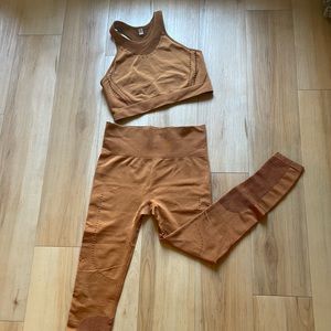 🧡 JoyLab Set with leggings and top - Metallic Gold Bronze Color Mesh Detail 💛